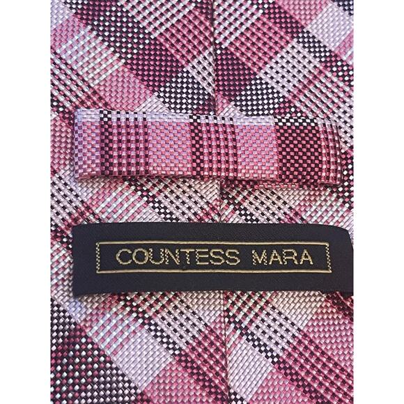 Countess Mara Pink Hand Made 100% Silk Men’s Neck Tie Made In China - Picture 9 of 10